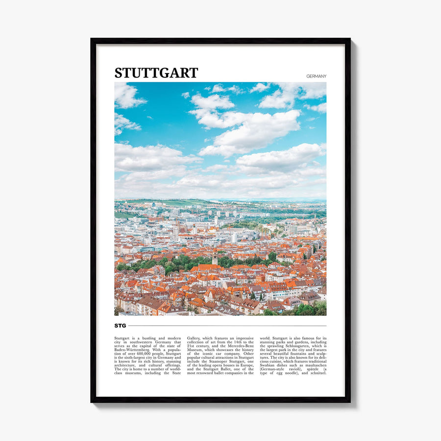 Stuttgart Travel Poster, framed poster mockup