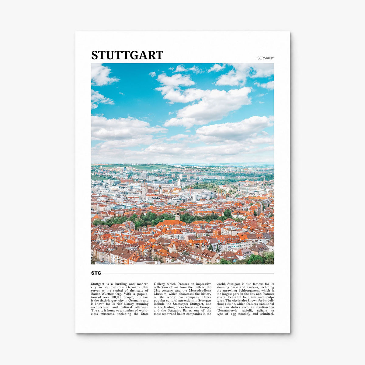 Stuttgart Travel Poster, print only (unframed)