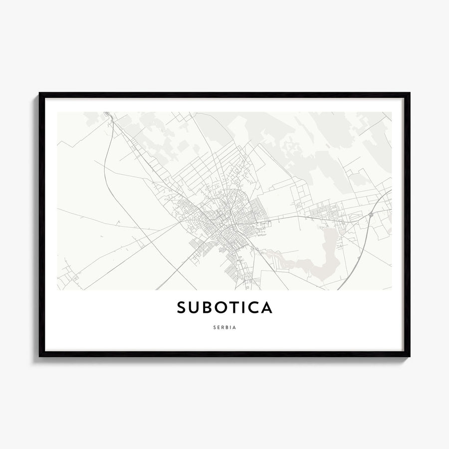 Subotica Map Poster, framed poster mockup