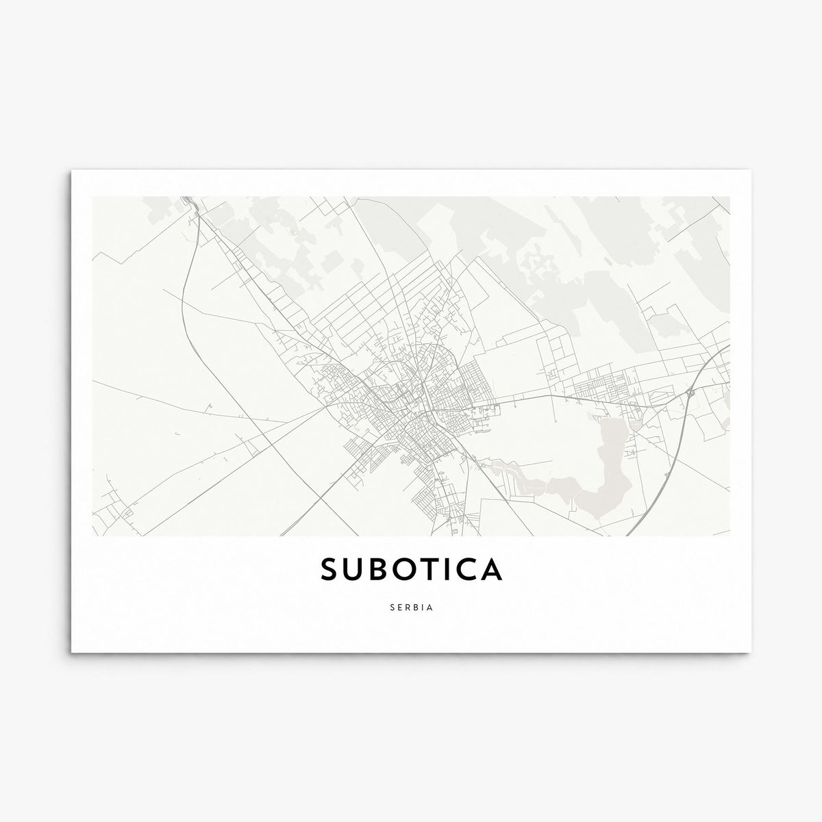 Subotica Map Poster, print only (unframed)
