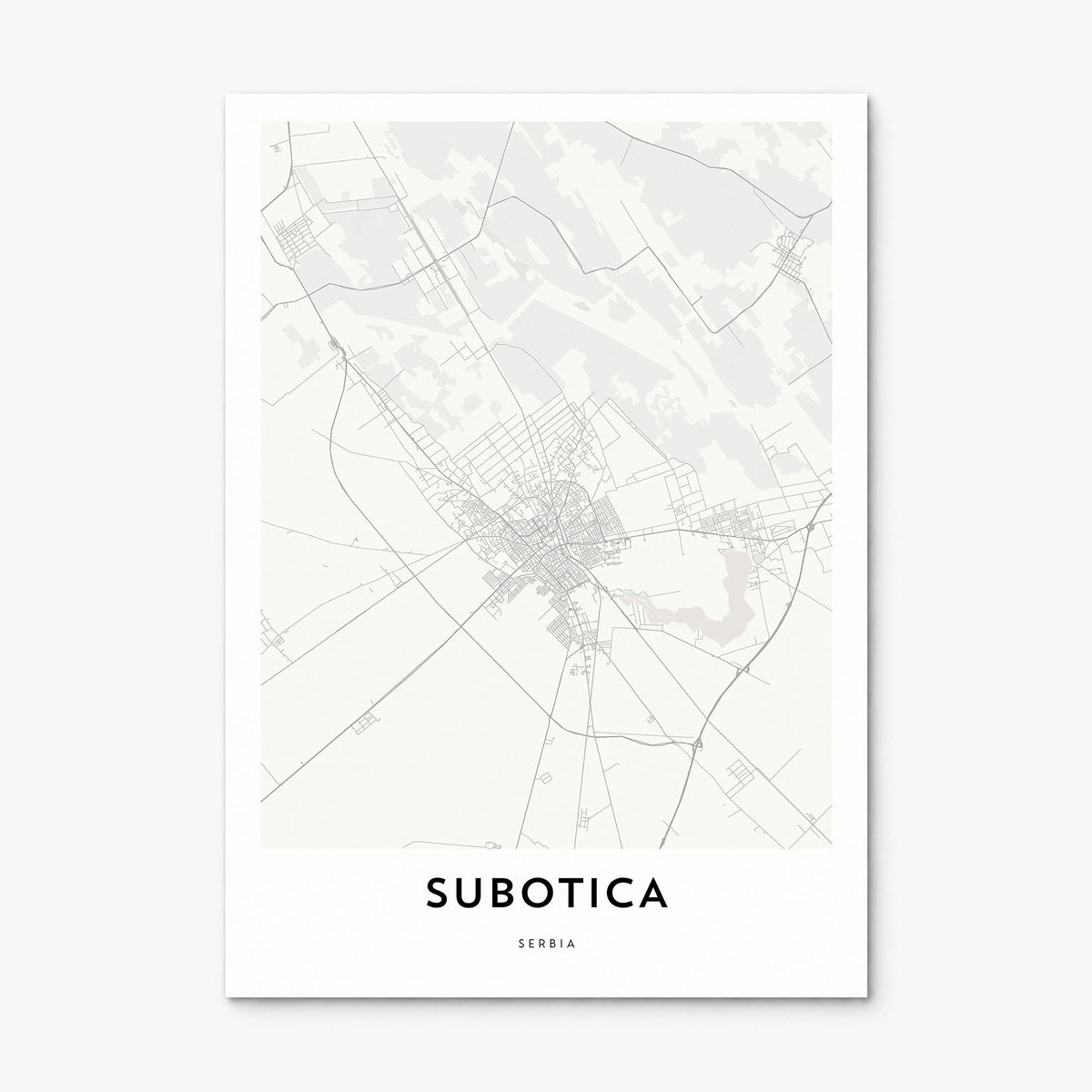Subotica Map Poster, print only (unframed)