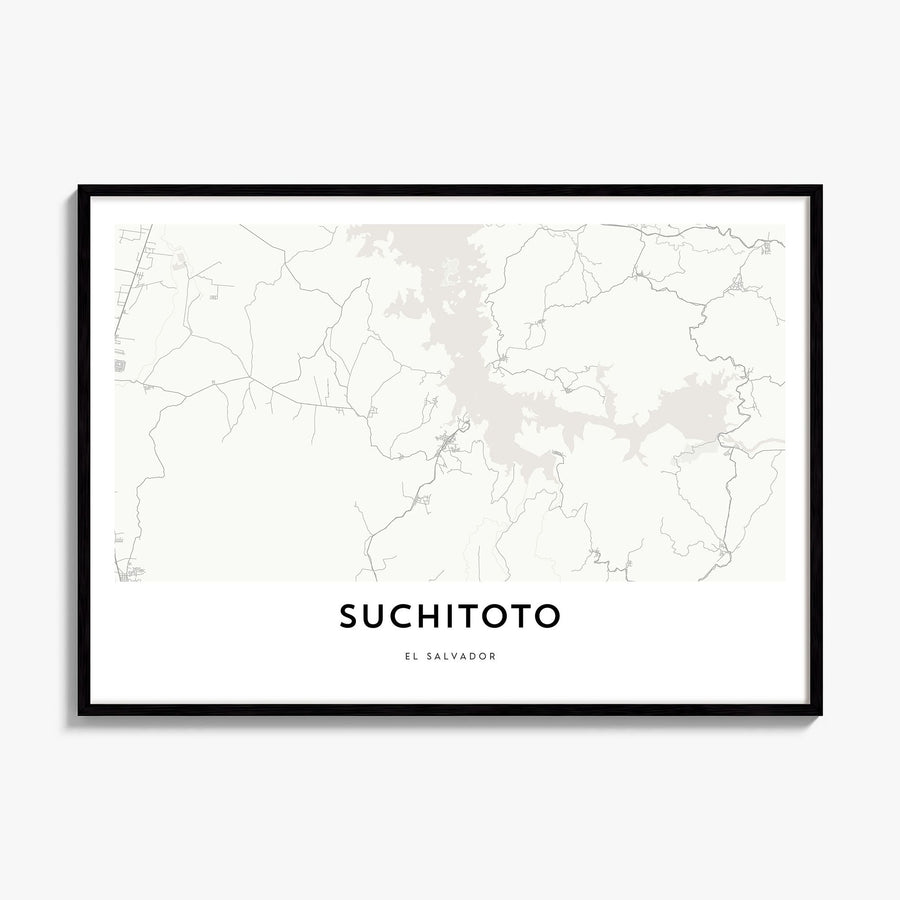 Suchitoto Map Poster, framed poster mockup