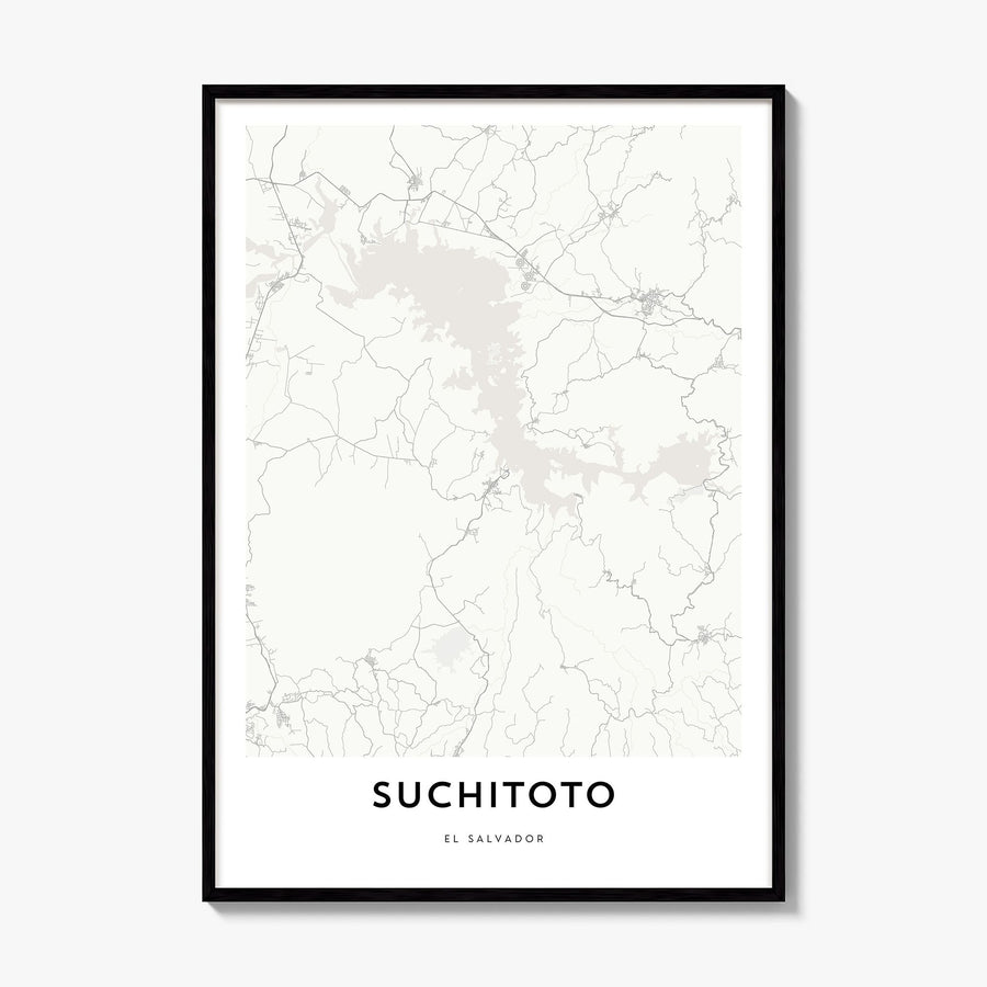 Suchitoto Map Poster, framed poster mockup