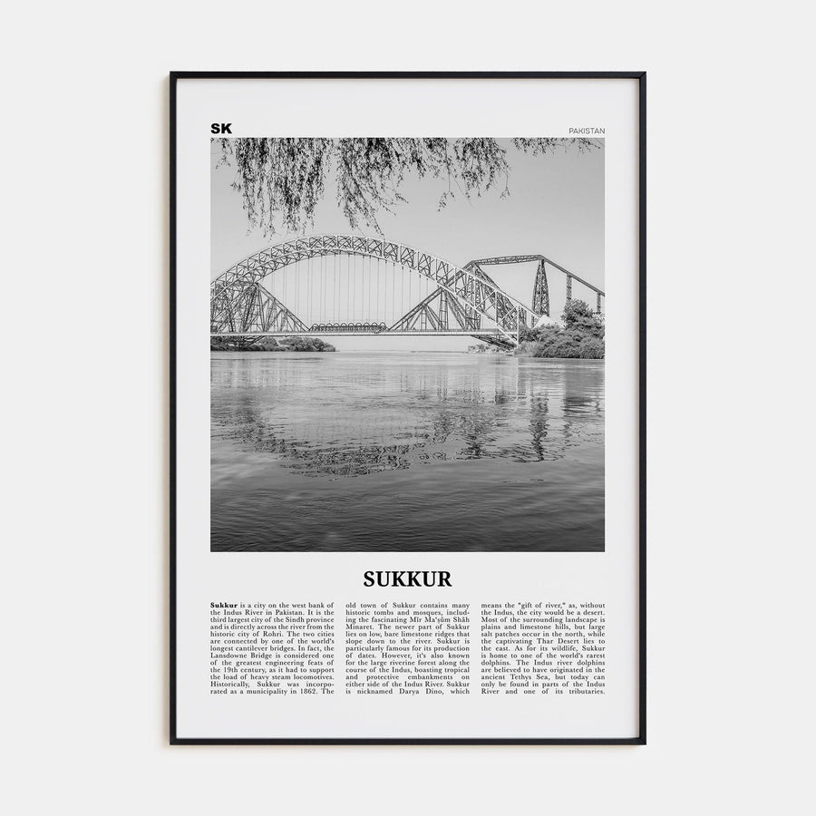 Sukkur Poster Black Metal / 8x12 in Nbourhood Travel B&W Poster