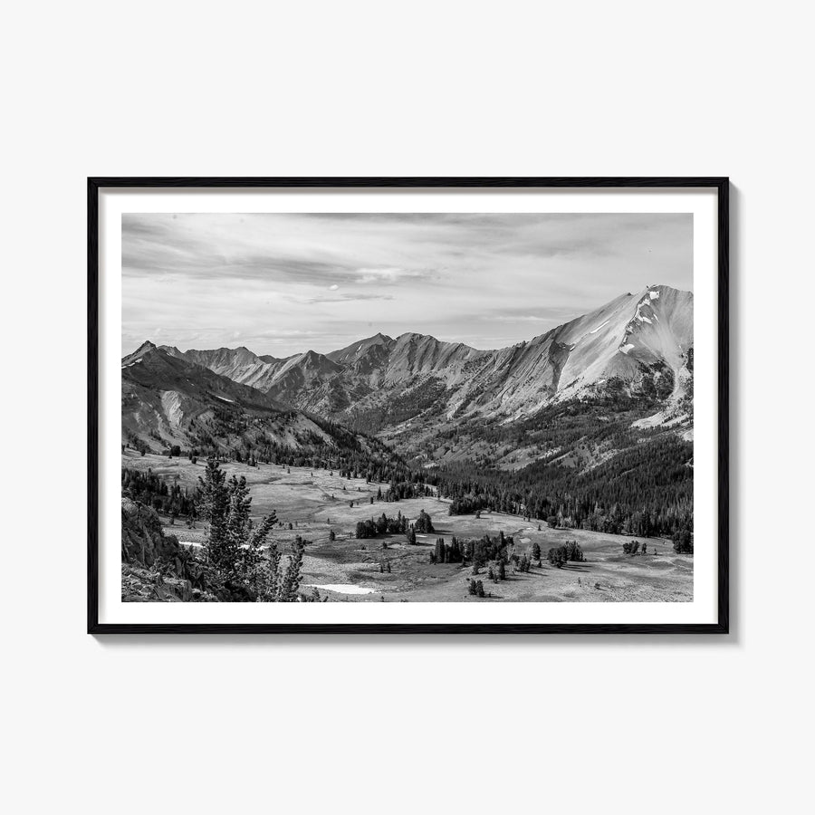 Sun Valley black & white photo poster of Idaho, USA – horizontal wall art, unframed print shown in interior mockup