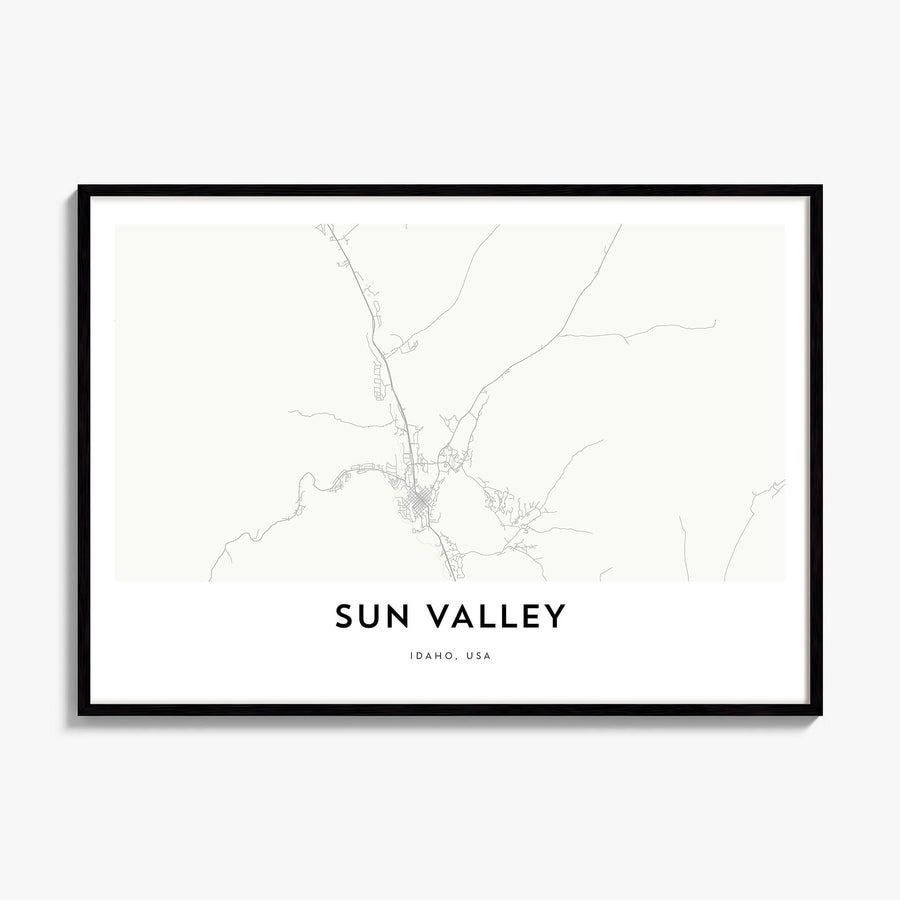 Sun Valley Map Poster, framed poster mockup
