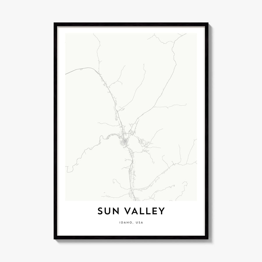 Sun Valley Map Poster, framed poster mockup