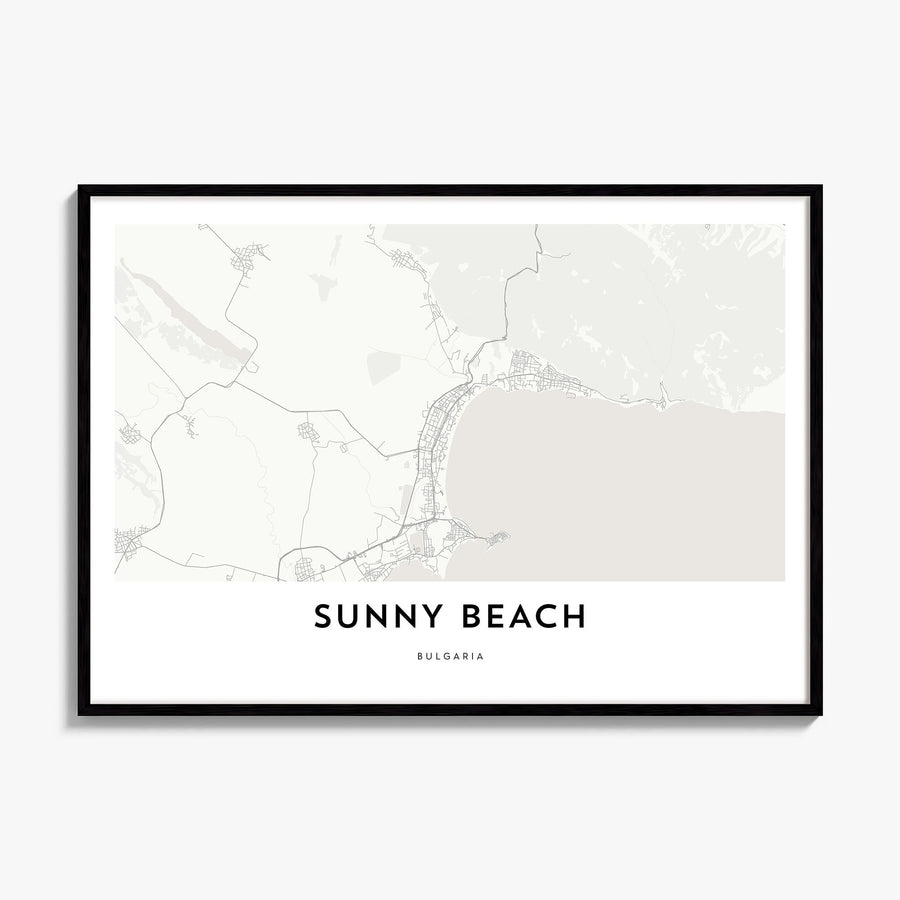 Sunny Beach Map Poster, framed poster mockup