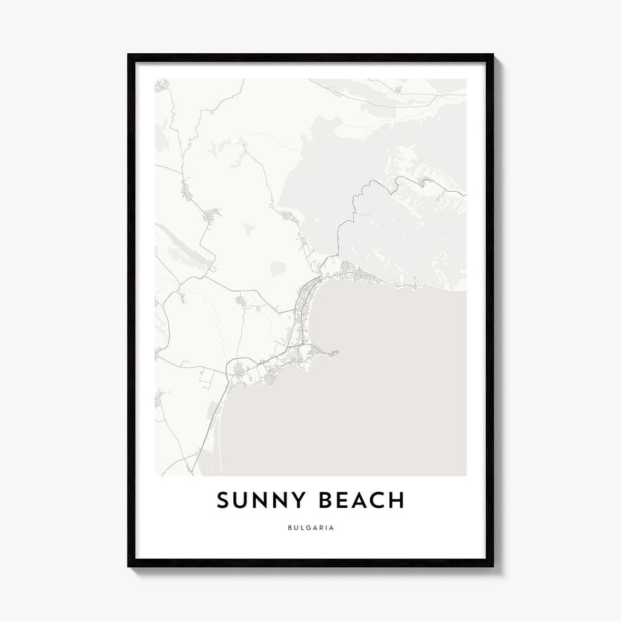 Sunny Beach Map Poster, framed poster mockup