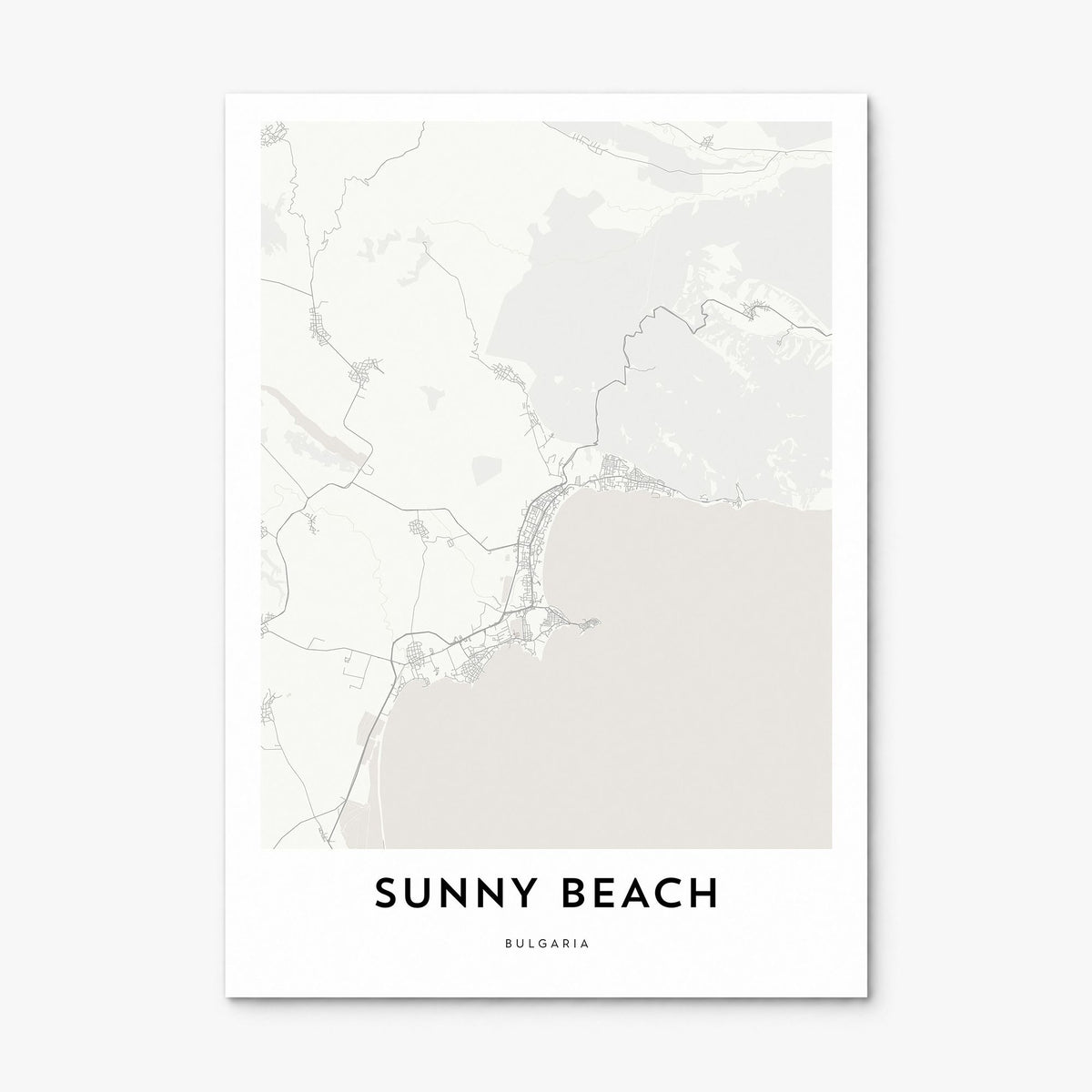 Sunny Beach Map Poster, print only (unframed)