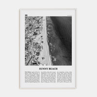 Sunny Beach Poster White Wood / 8x12 in Nbourhood Travel B&W Poster