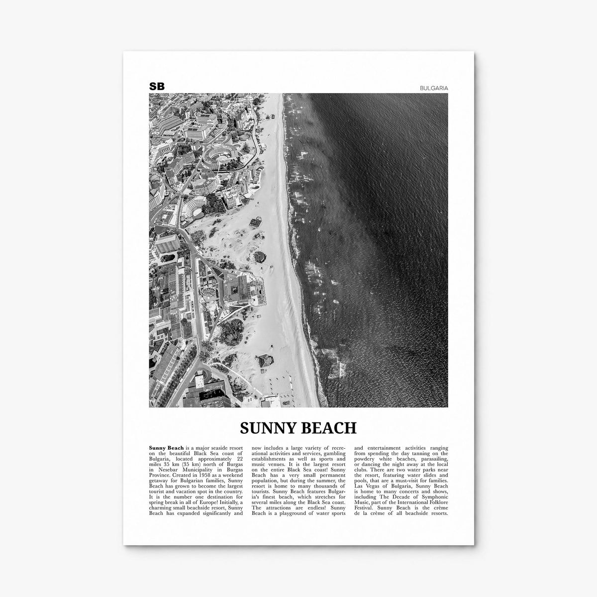 Sunny Beach Newspaper Poster, print only (unframed)