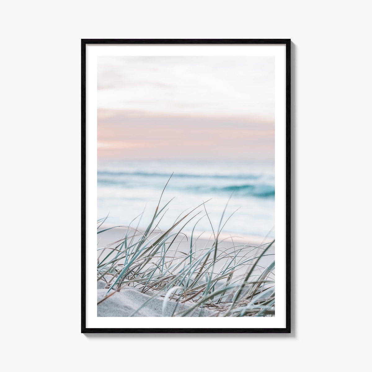 Sunrise Beach colorful photo poster – vertical wall art, unframed print shown in interior mockup