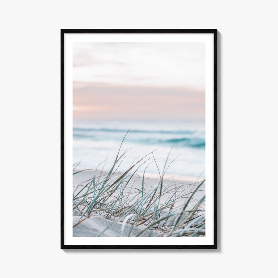 Sunrise Beach colorful photo poster – vertical wall art, unframed print shown in interior mockup
