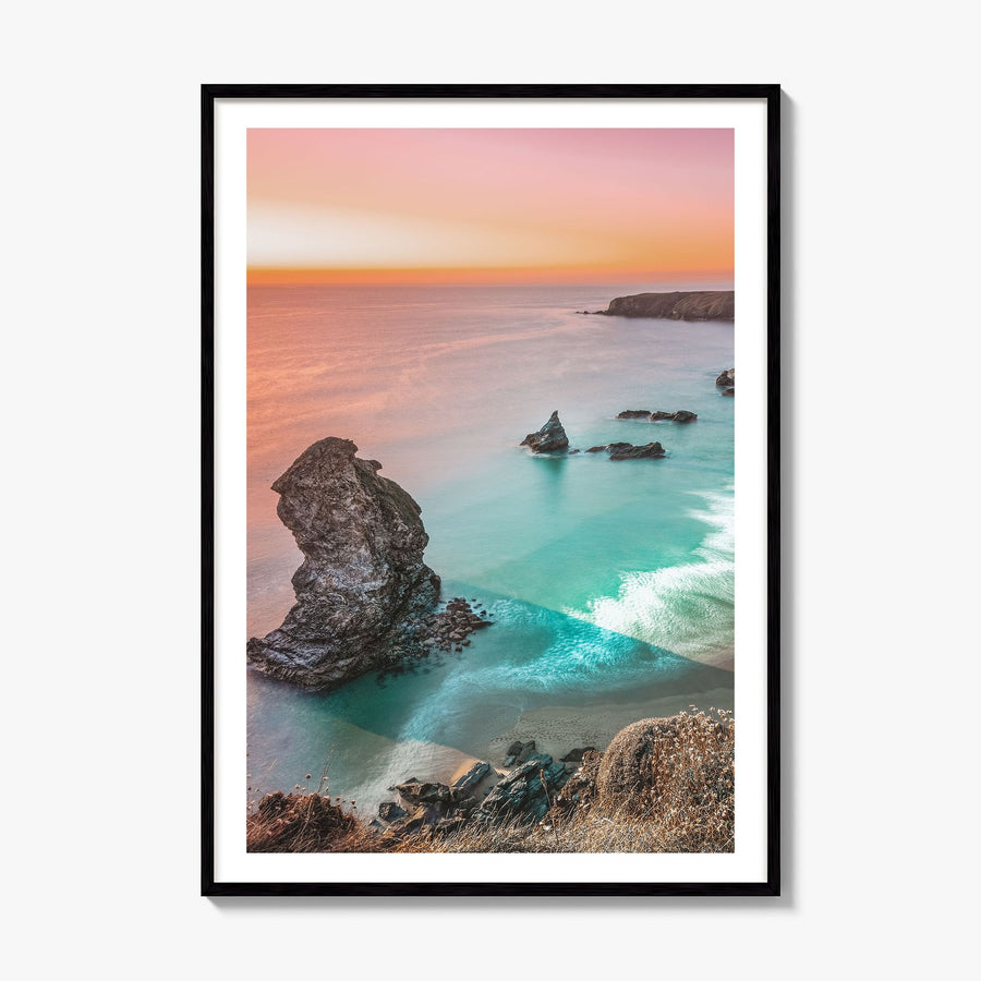Sunset Cliffs Photo No 1 Poster, framed poster mockup, white border