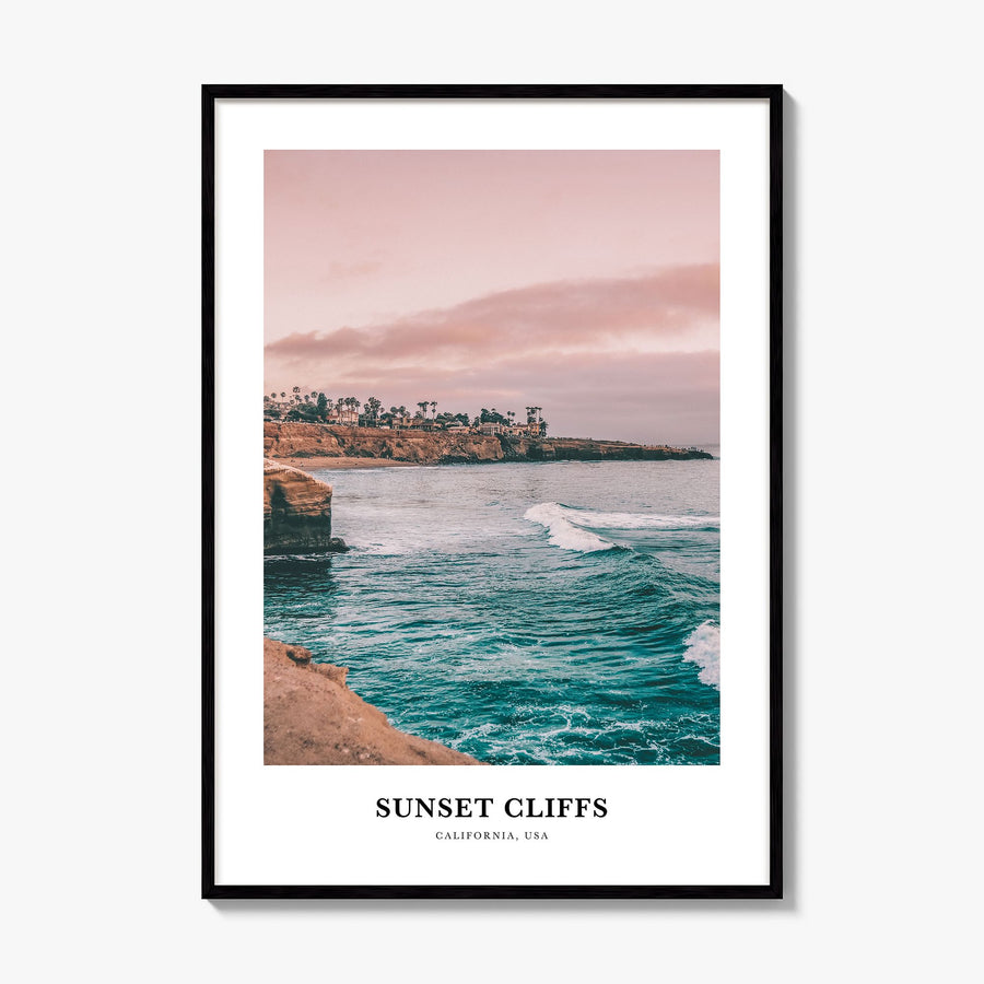 Sunset Cliffs Classic Poster, framed poster mockup