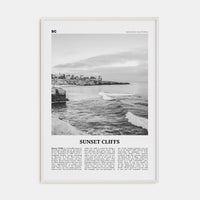 Sunset Cliffs Poster White Wood / 8x12 in Nbourhood Travel B&W Poster