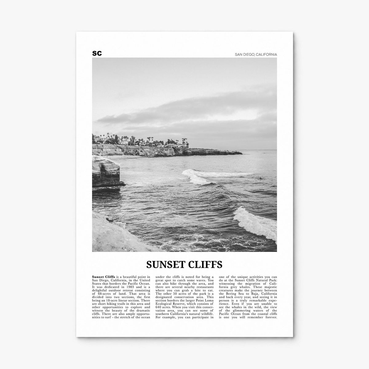 Sunset Cliffs Newspaper Poster, print only (unframed)