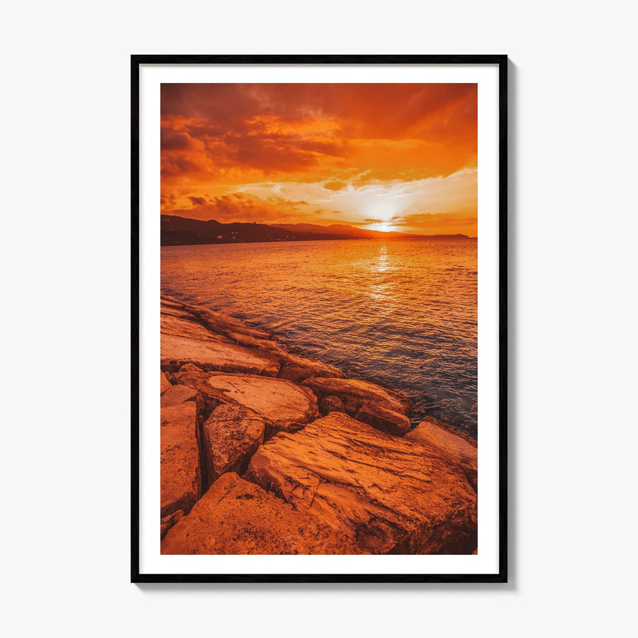 Sunset Coast Photo No 2 Poster, framed poster mockup, white border