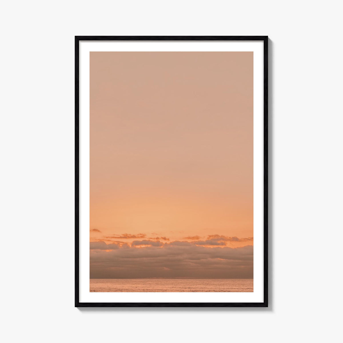 Sunset Ocean no. 1 colorful photo poster – vertical wall art, unframed print shown in interior mockup