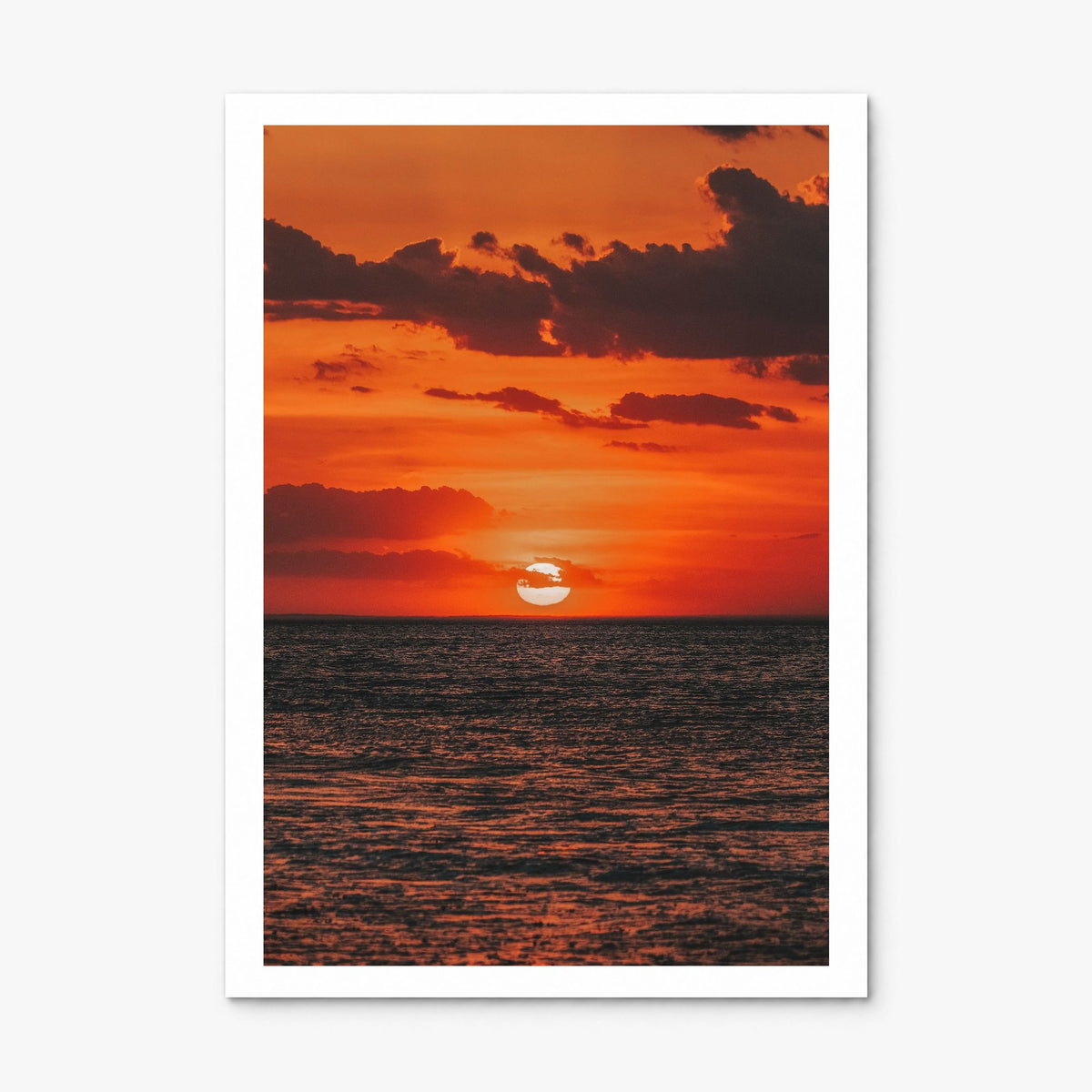 Sunset Ocean Photo No 3 Poster, print only (unframed), white border