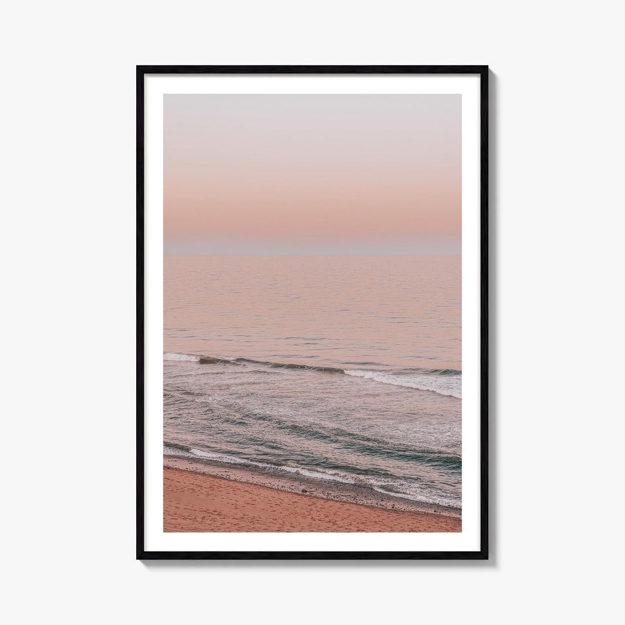 Sunset Waves no. 2 colorful photo poster – vertical wall art, unframed print shown in interior mockup