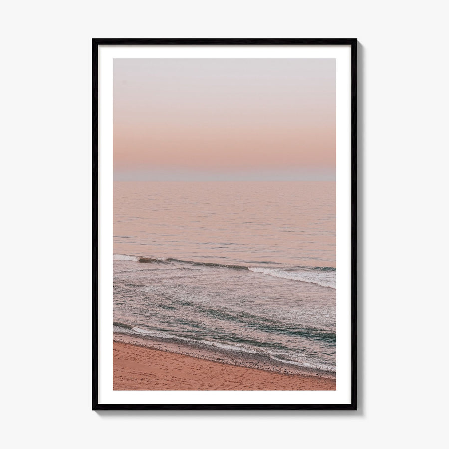 Sunset Waves Photo No 2 Poster, framed poster mockup, white border