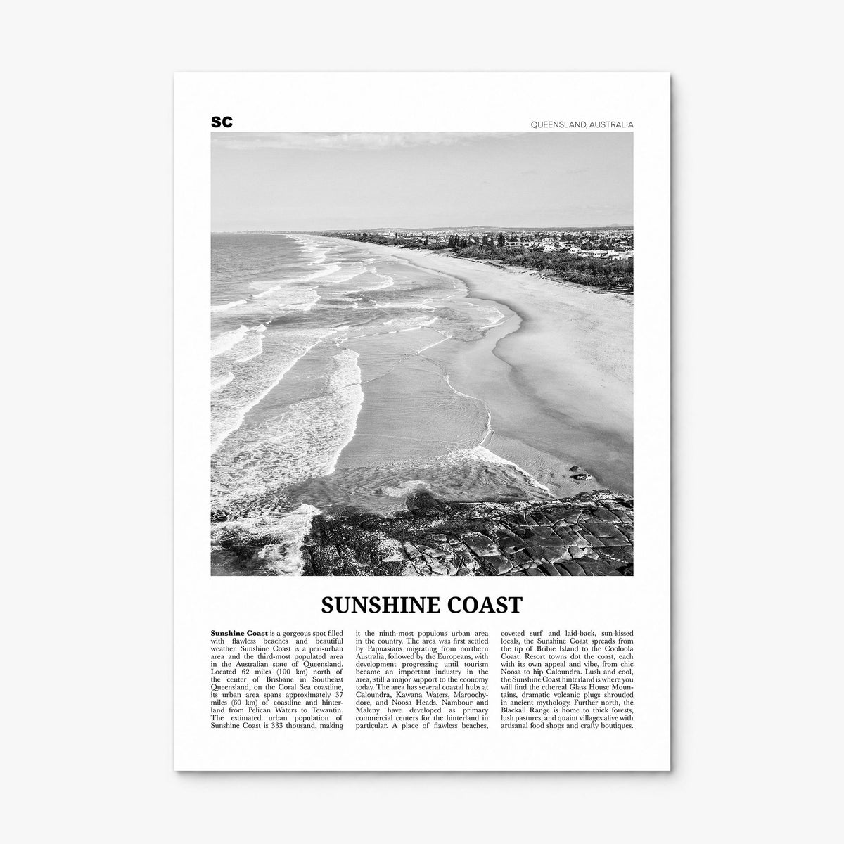 Sunshine Coast Newspaper Poster, print only (unframed)