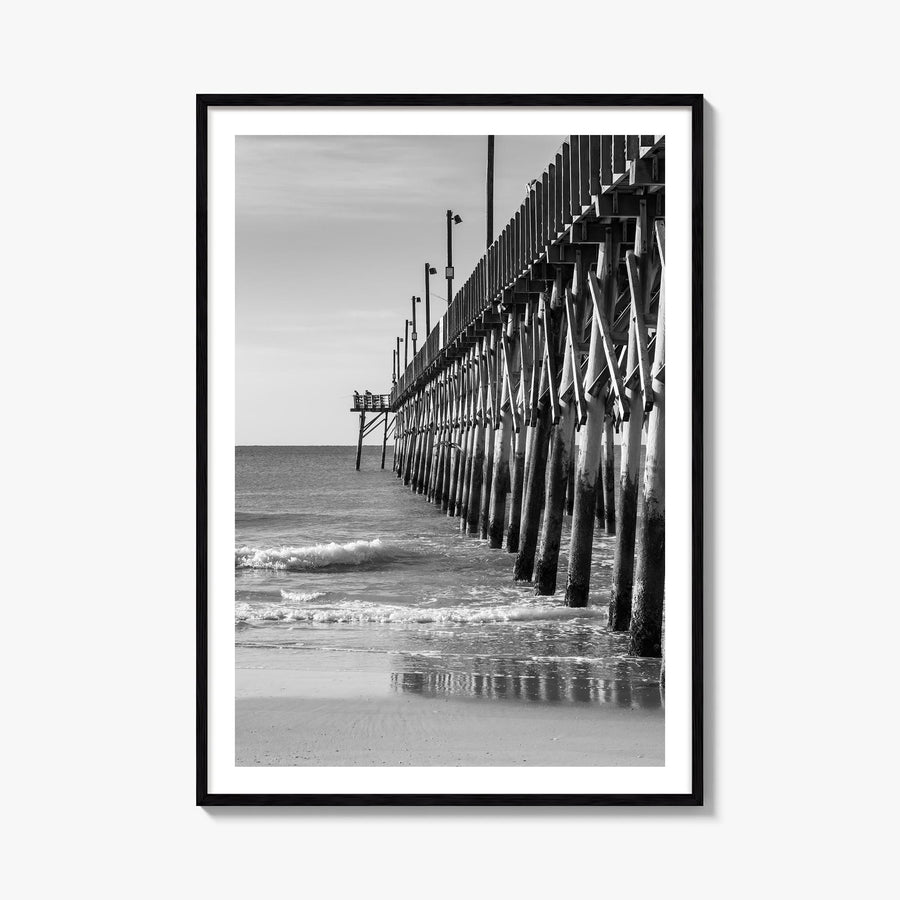 Surf City black & white photo poster of North Carolina, USA – vertical wall art, unframed print shown in interior mockup