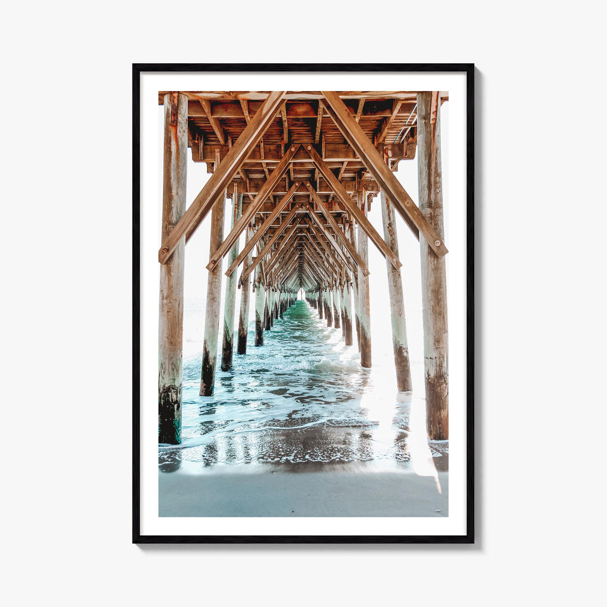 Surf City colorful photo poster of North Carolina, USA – vertical wall art, unframed print shown in interior mockup