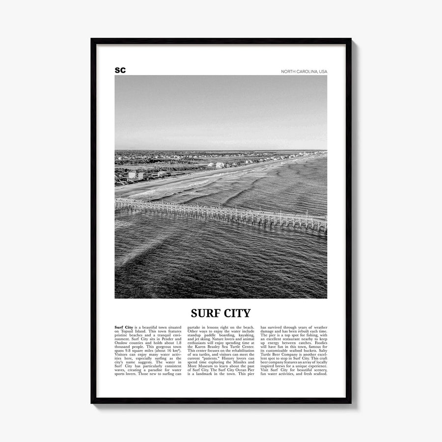 Surf City Newspaper Poster, framed poster mockup