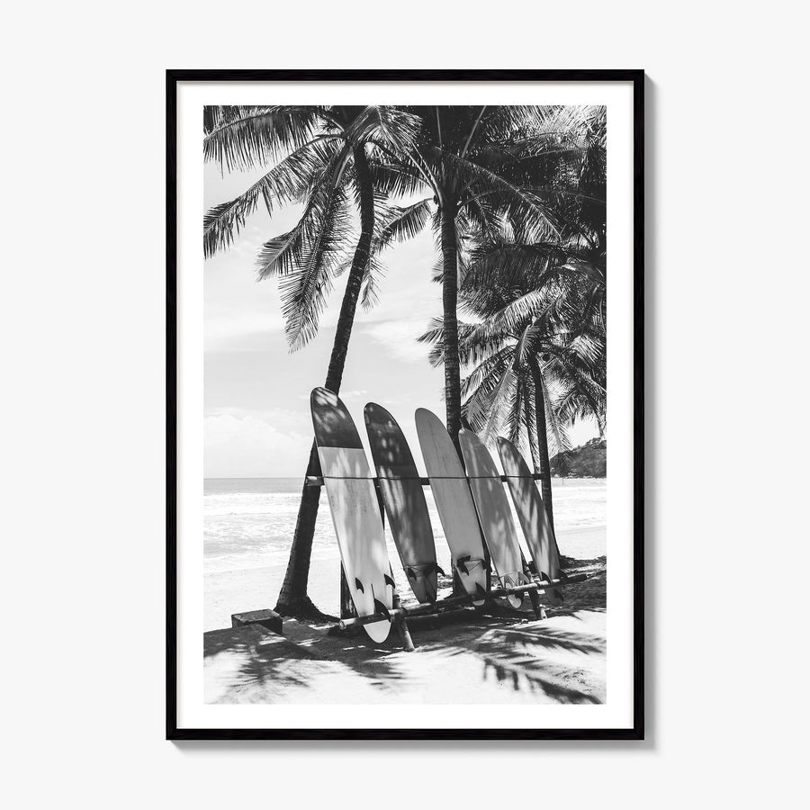 Surfboard Photo No 2 Poster, framed poster mockup, white border