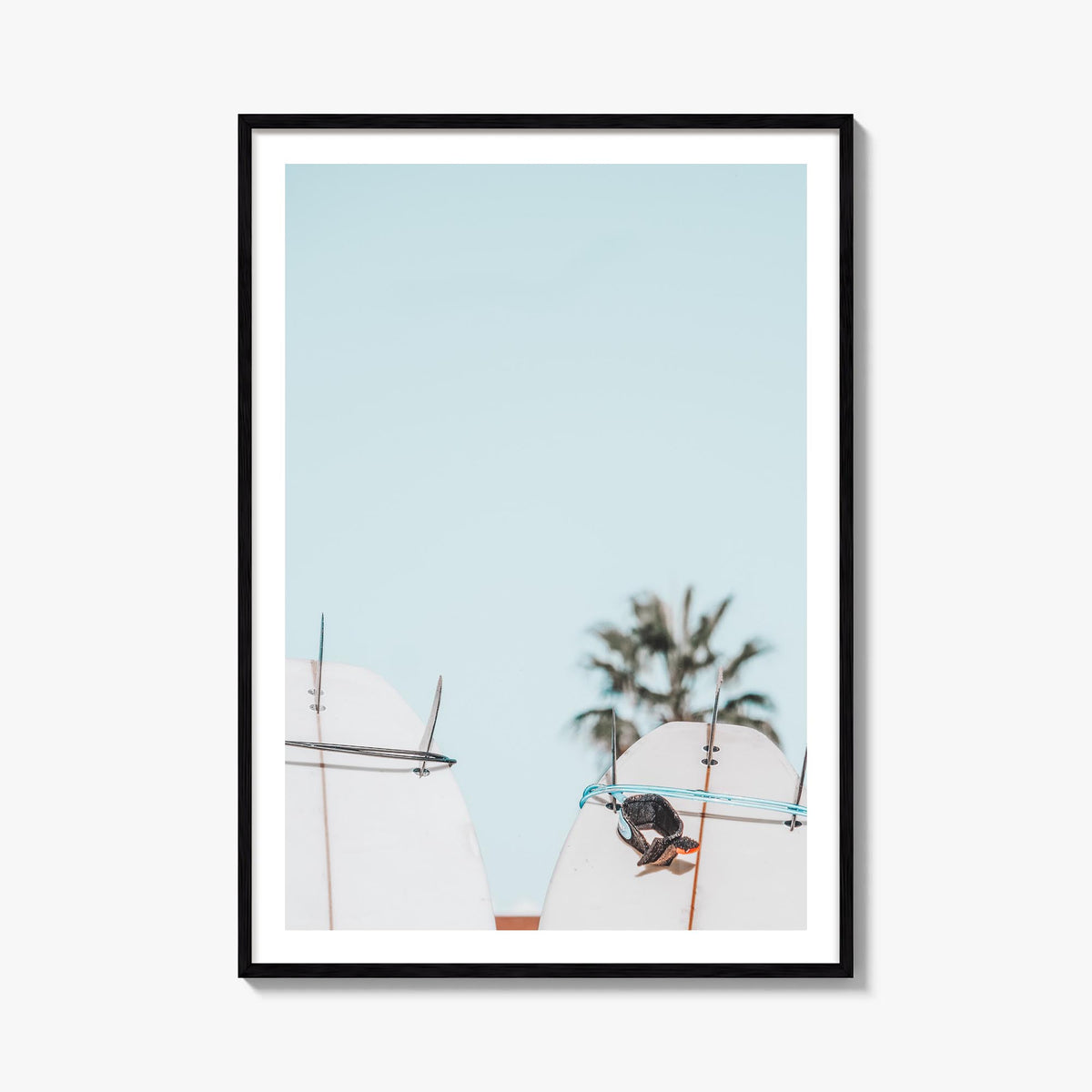 Surfboards no. 3 colorful photo poster – vertical wall art, unframed print shown in interior mockup