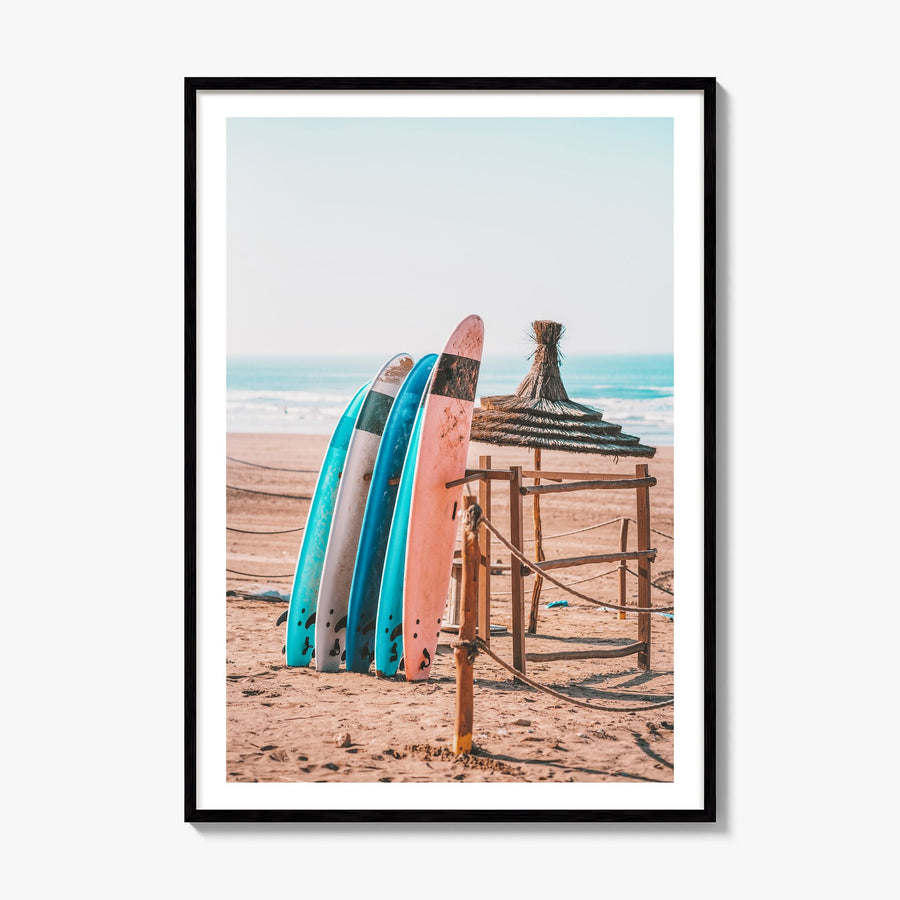 Surfboards Photo No 1 Poster, framed poster mockup, white border