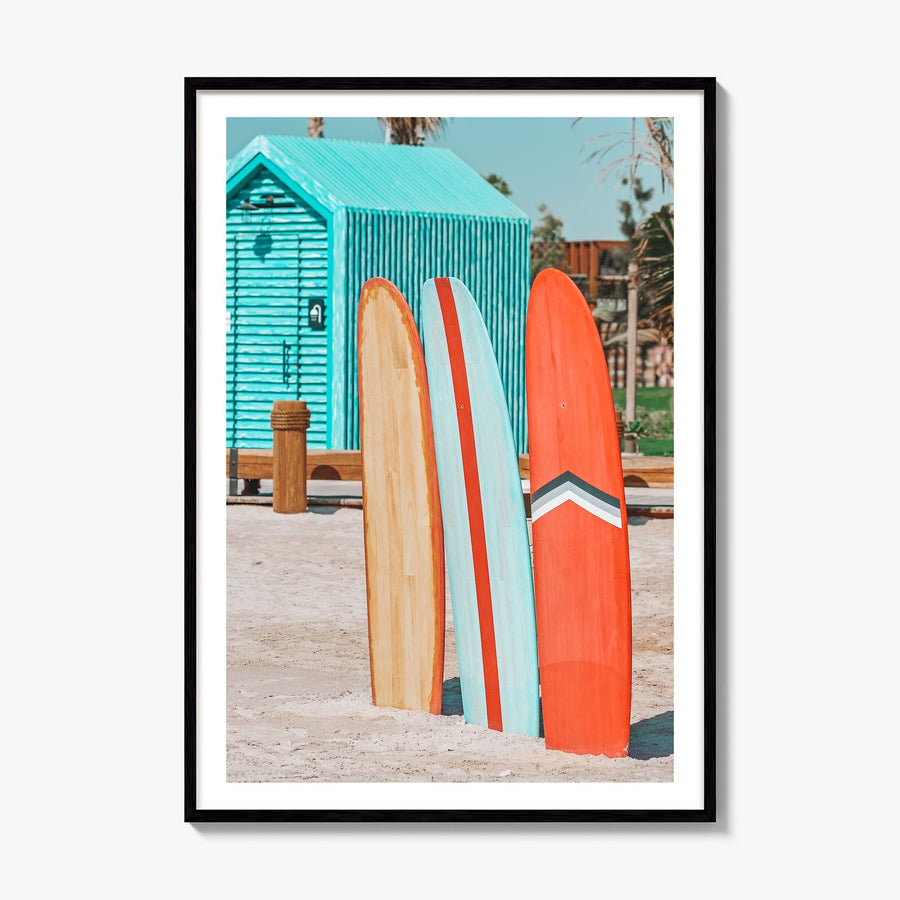 Surfboards Photo No 5 Poster, framed poster mockup, white border