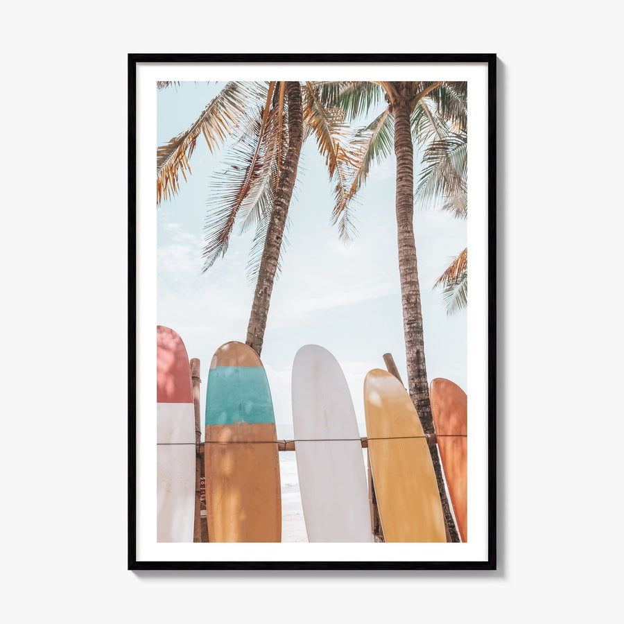 Surfboards Photo No 6 Poster, framed poster mockup, white border
