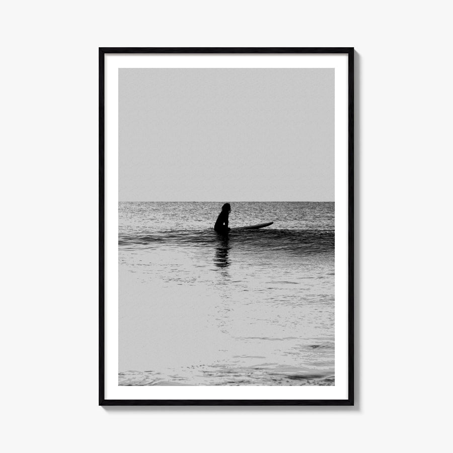 Surfer no. 1 black & white photo poster – vertical wall art, unframed print shown in interior mockup