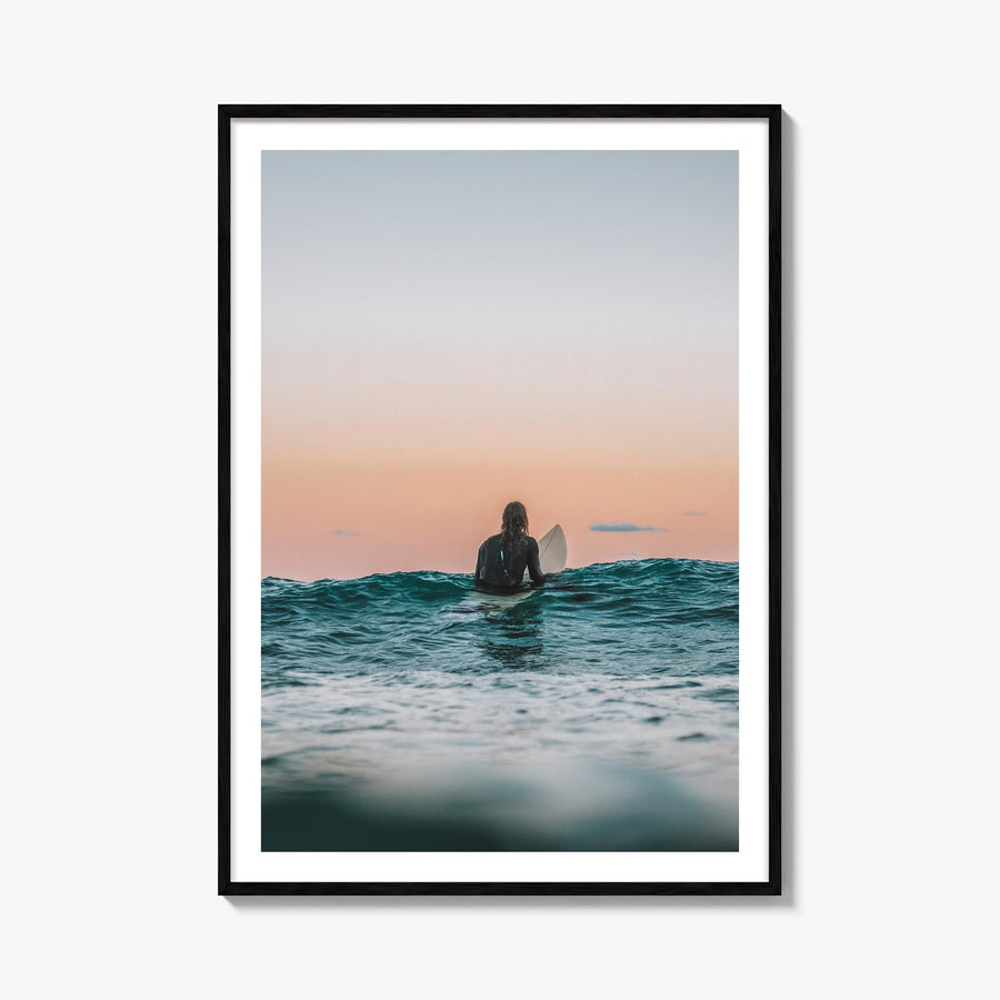 Surfer no. 3 colorful photo poster – vertical wall art, unframed print shown in interior mockup