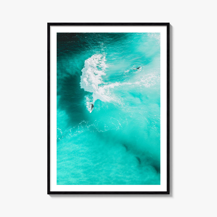 Surfing no. 1 colorful photo poster – vertical wall art, unframed print shown in interior mockup