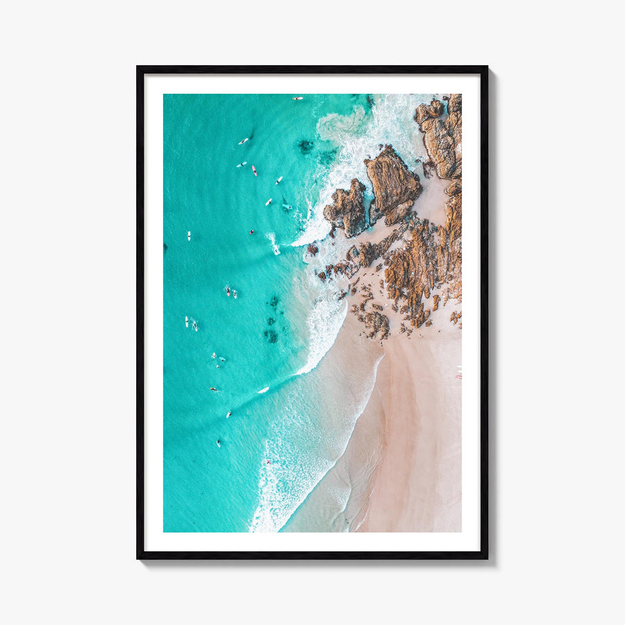 Surfing no. 6 colorful photo poster – vertical wall art, unframed print shown in interior mockup