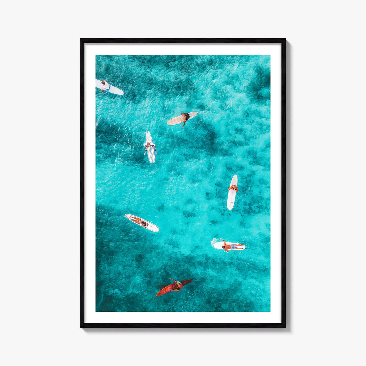 Surfing no. 7 colorful photo poster – vertical wall art, unframed print shown in interior mockup