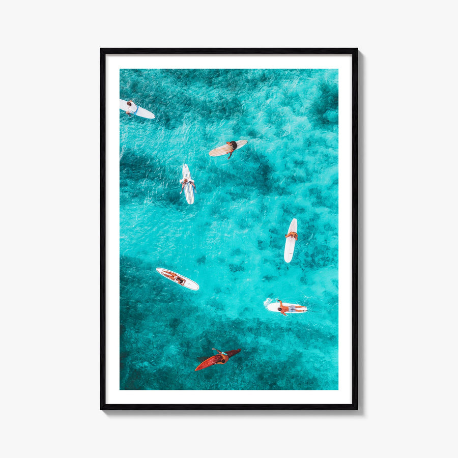 Surfing no. 7 colorful photo poster – vertical wall art, unframed print shown in interior mockup