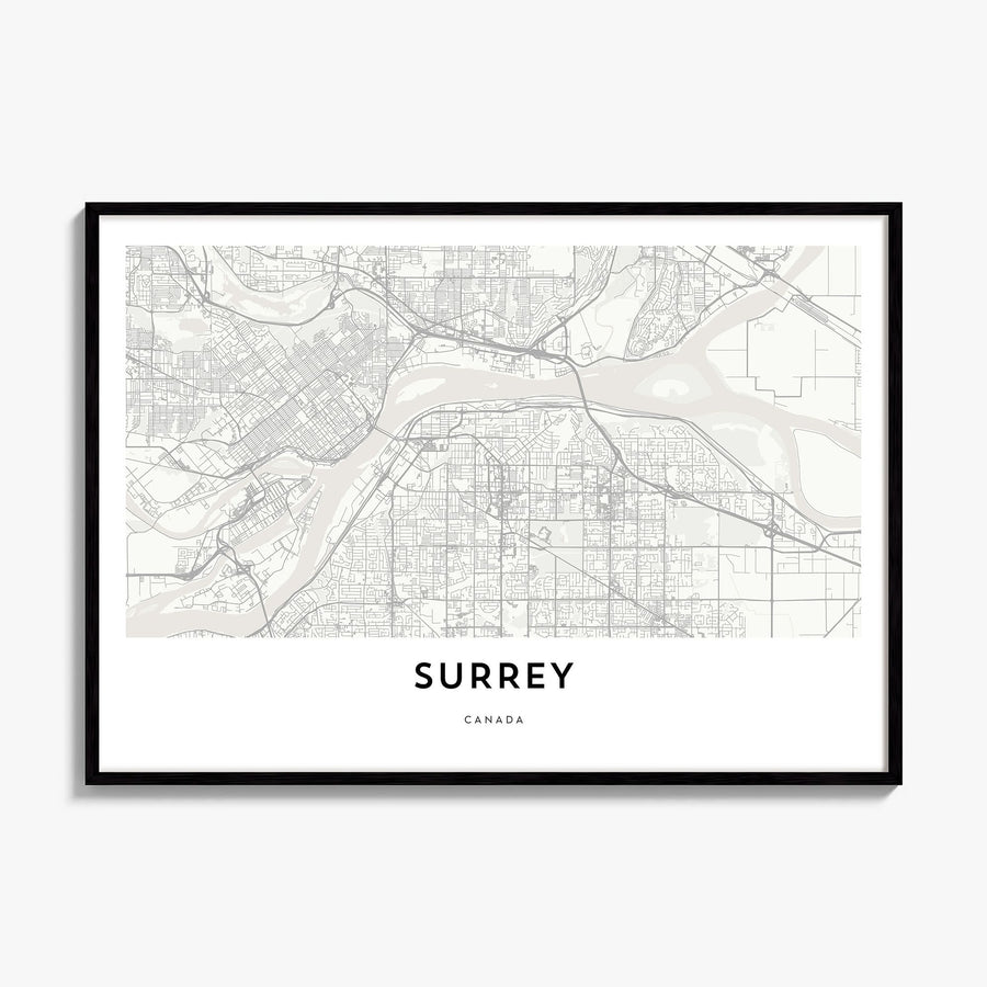 Surrey Map Poster, framed poster mockup