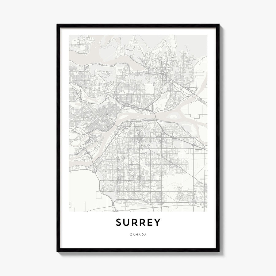 Surrey Map Poster, framed poster mockup