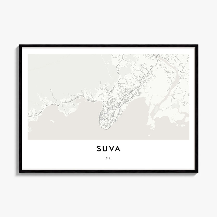 Suva Map Poster, framed poster mockup