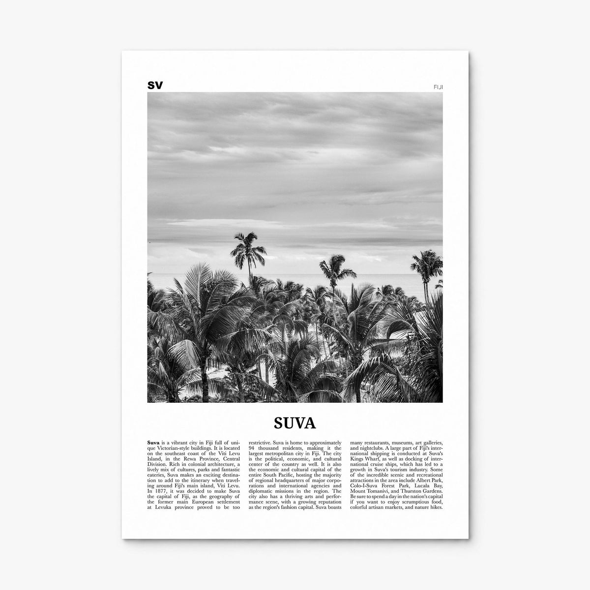 Suva Newspaper Poster, print only (unframed)