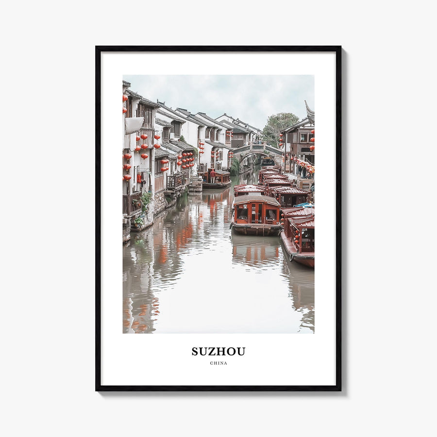 Suzhou colorful classic poster of China – vertical wall art, unframed print shown in interior mockup