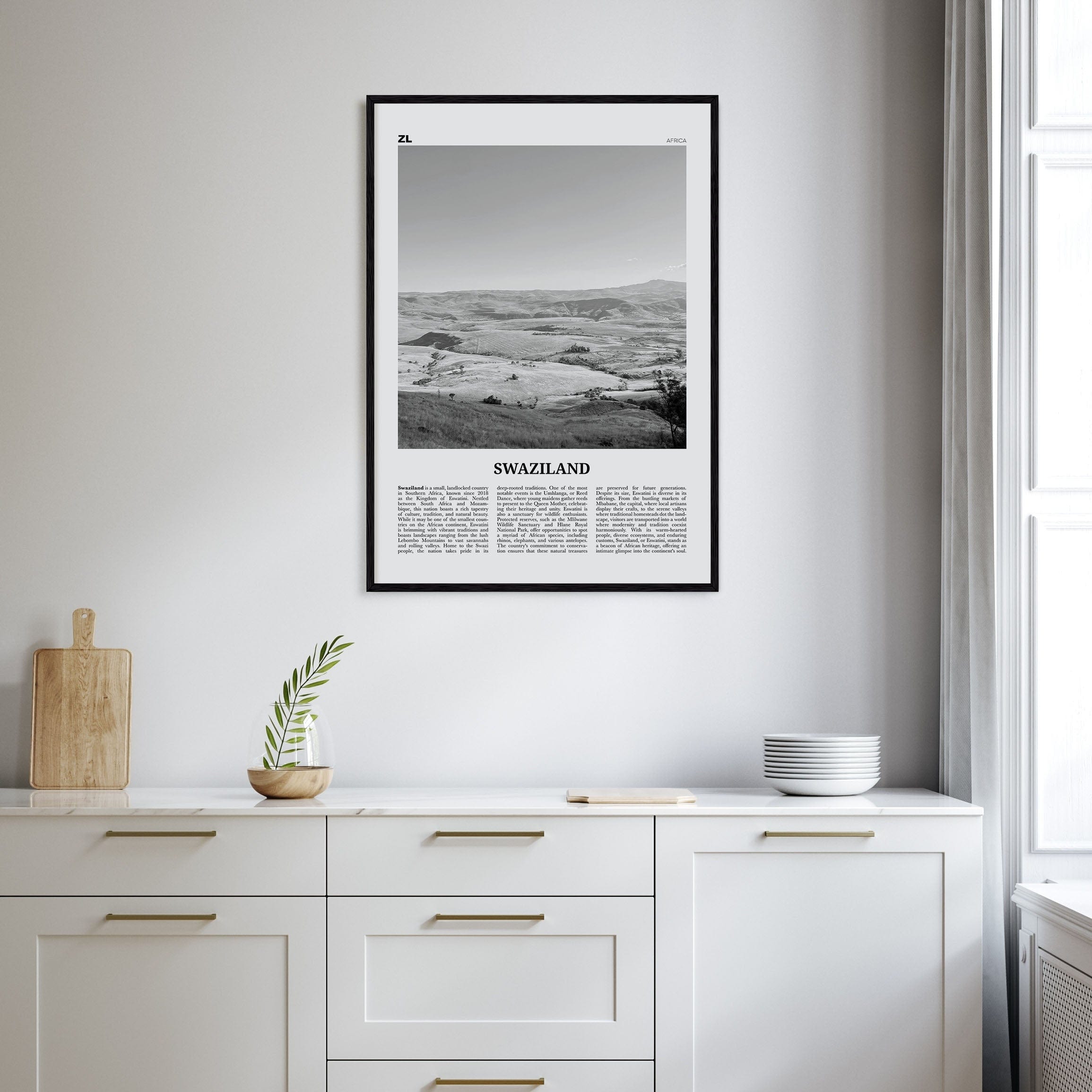 Swaziland Poster Nbourhood Travel B&W Poster