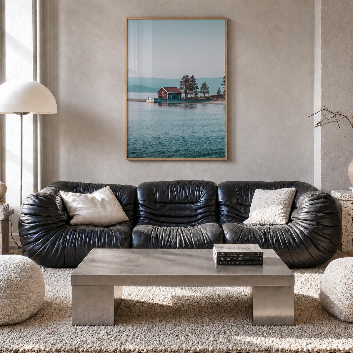 Sweden colorful photo poster of Europe – vertical wall art in natural wood frame, hanging on wall