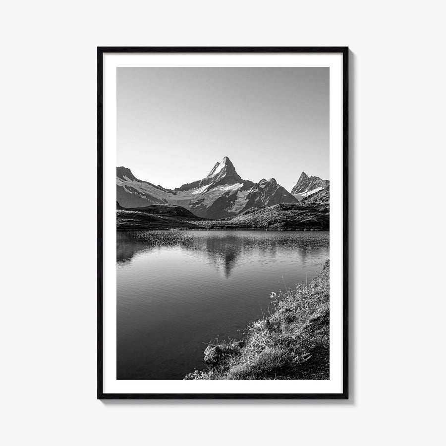 Switzerland black & white photo poster of Europe – vertical wall art, unframed print shown in interior mockup